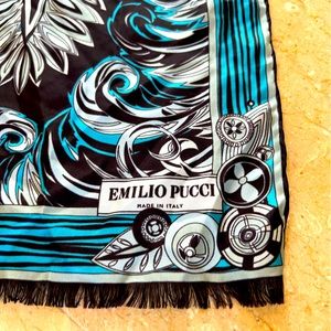 Emilio Pucci Silk Fringed Scarf